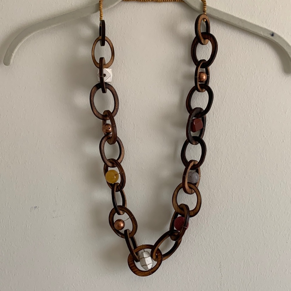 Anthropologie statement necklace wood